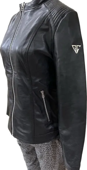 Women Lambskin Leather Bomber Jacket L1