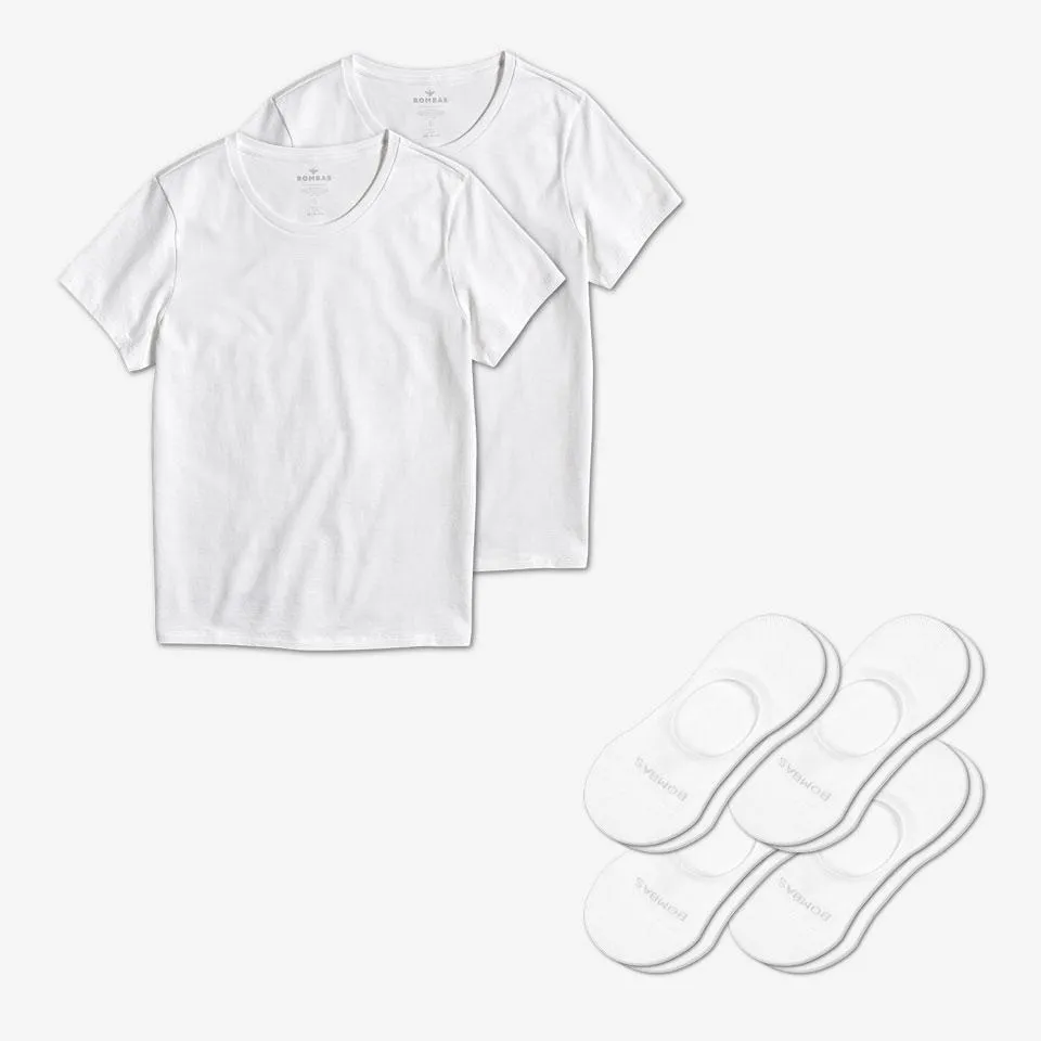 Women's Crew Neck T-Shirt & No Show Sock 6-Pack