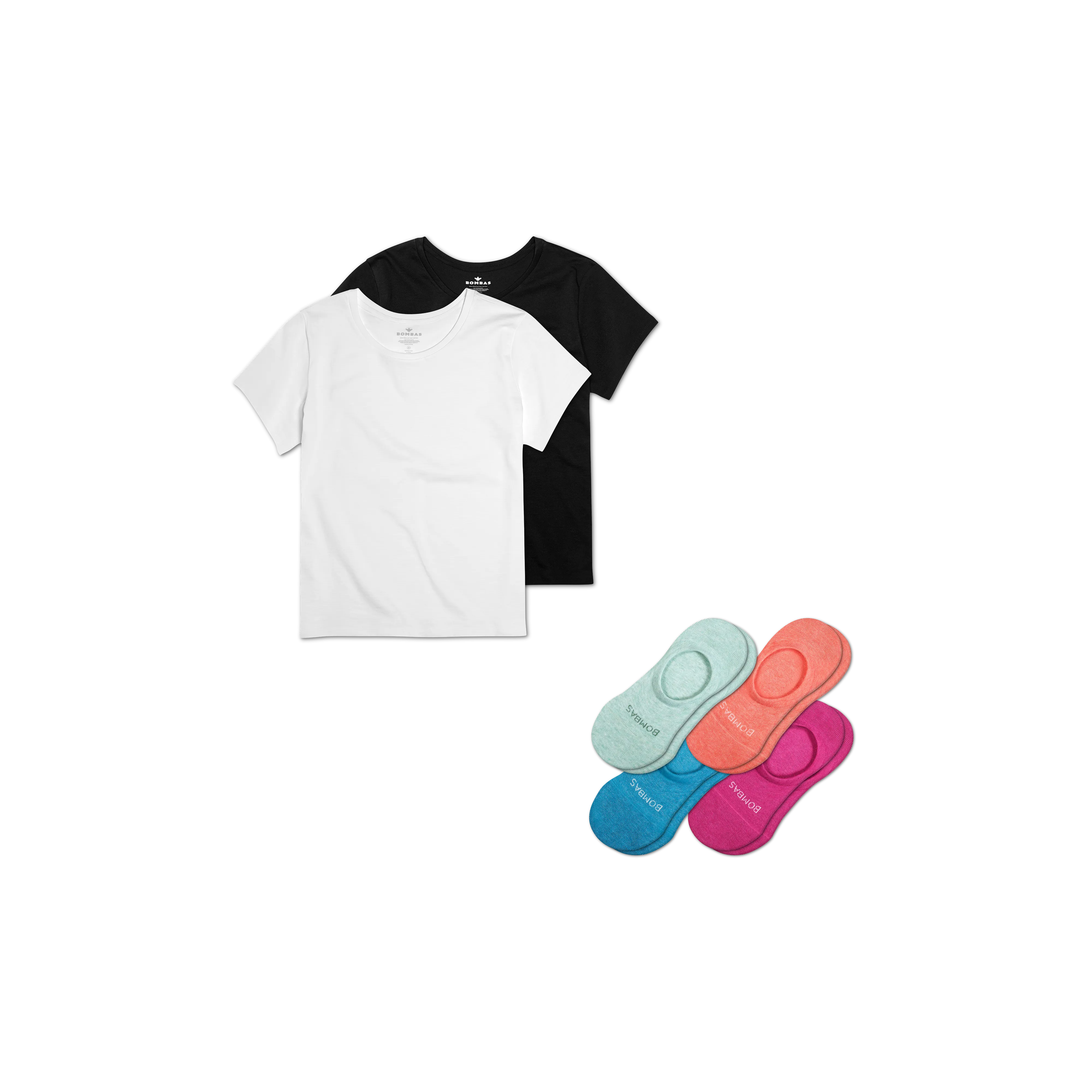 Women's Crew Neck T-Shirt & No Show Sock 6-Pack