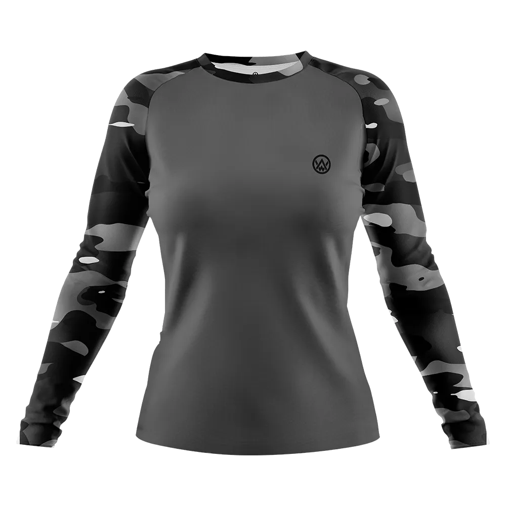 Women’s Dark Camo Long Sleeve MTB Jersey (Sleeves Only Design)