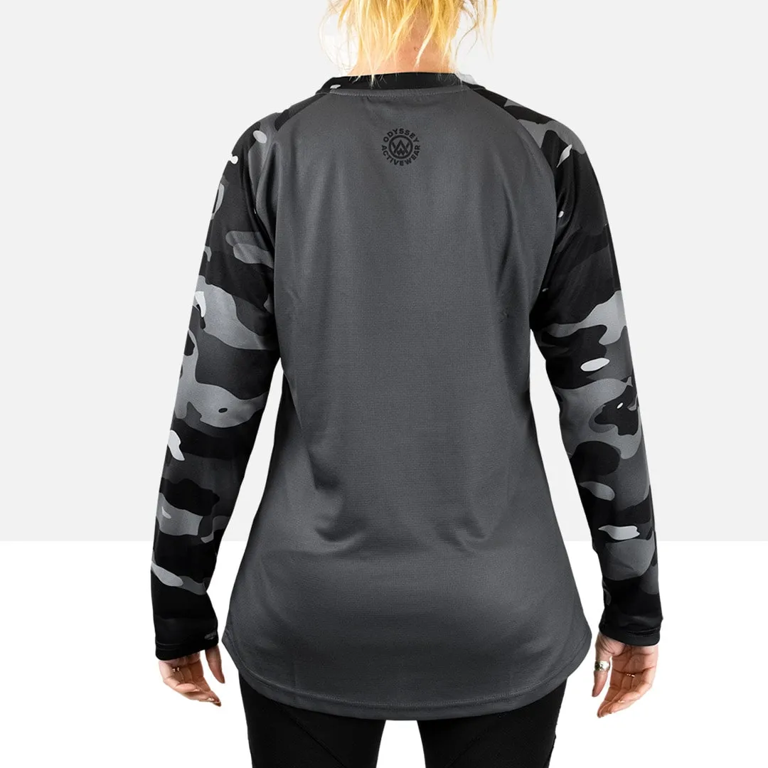 Women’s Dark Camo Long Sleeve MTB Jersey (Sleeves Only Design)