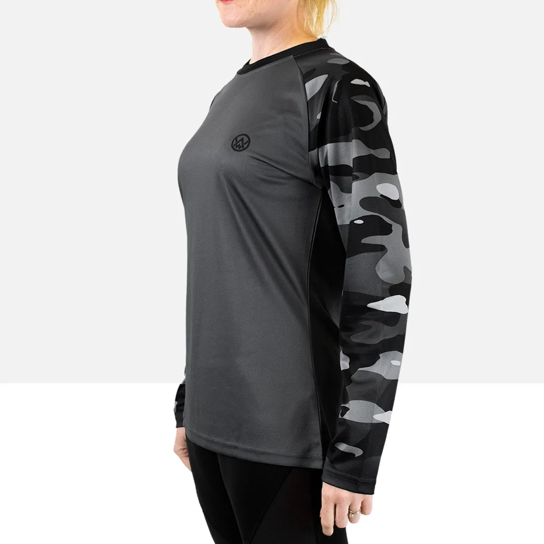 Women’s Dark Camo Long Sleeve MTB Jersey (Sleeves Only Design)