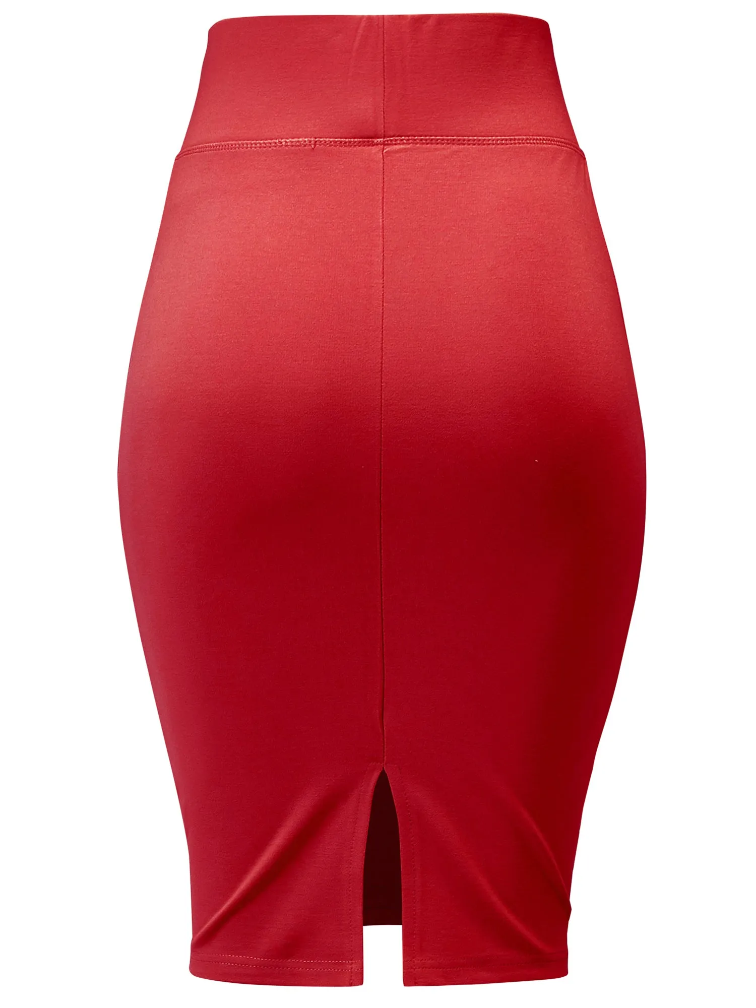 Women's Elastic Waist Stretch Slim Fit Midi Pencil Skirt (FWS1054)