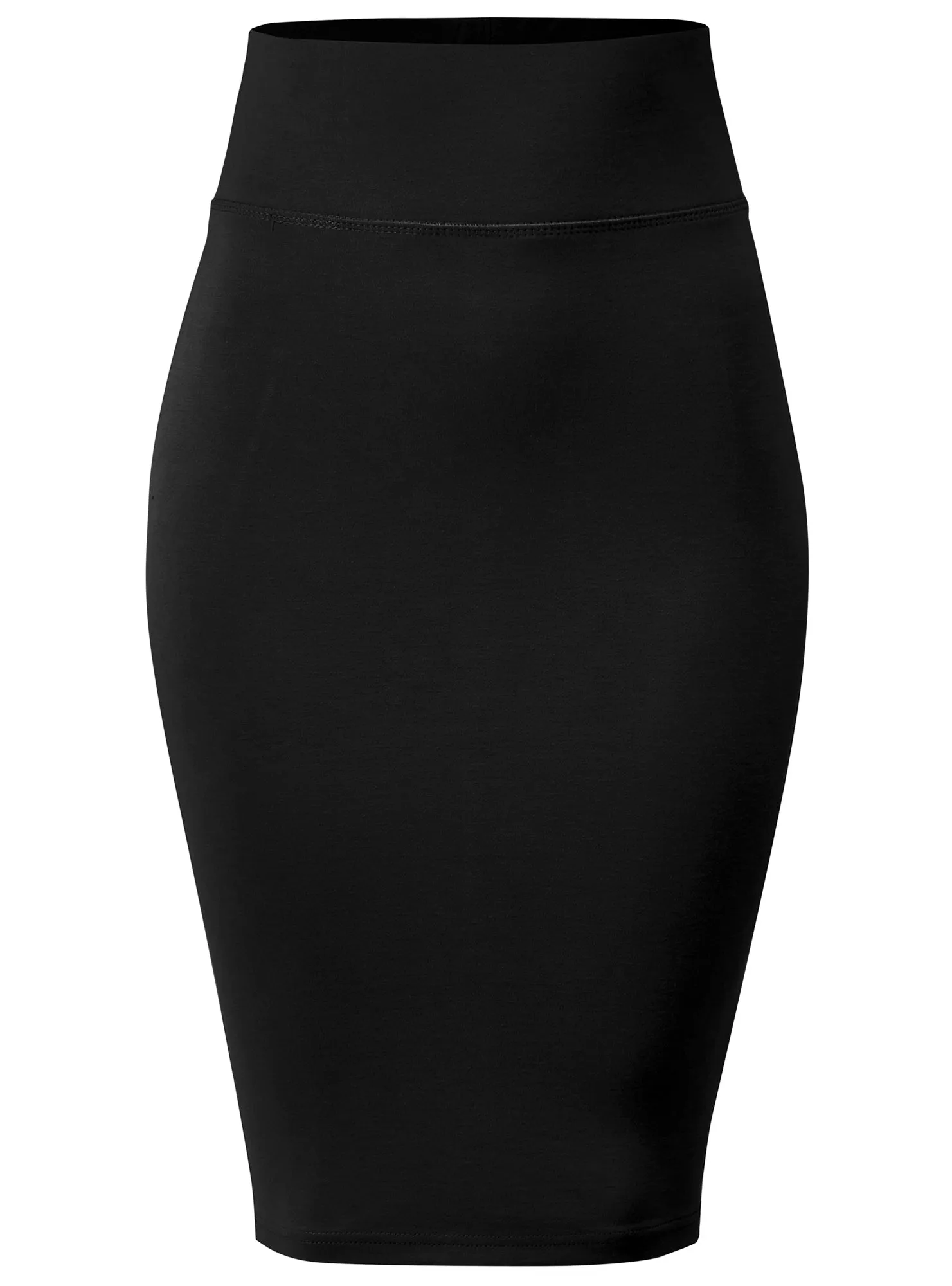 Women's Elastic Waist Stretch Slim Fit Midi Pencil Skirt (FWS1054)