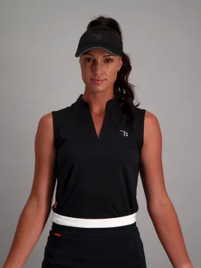 Womens Golf Sleeveless Polo - Black