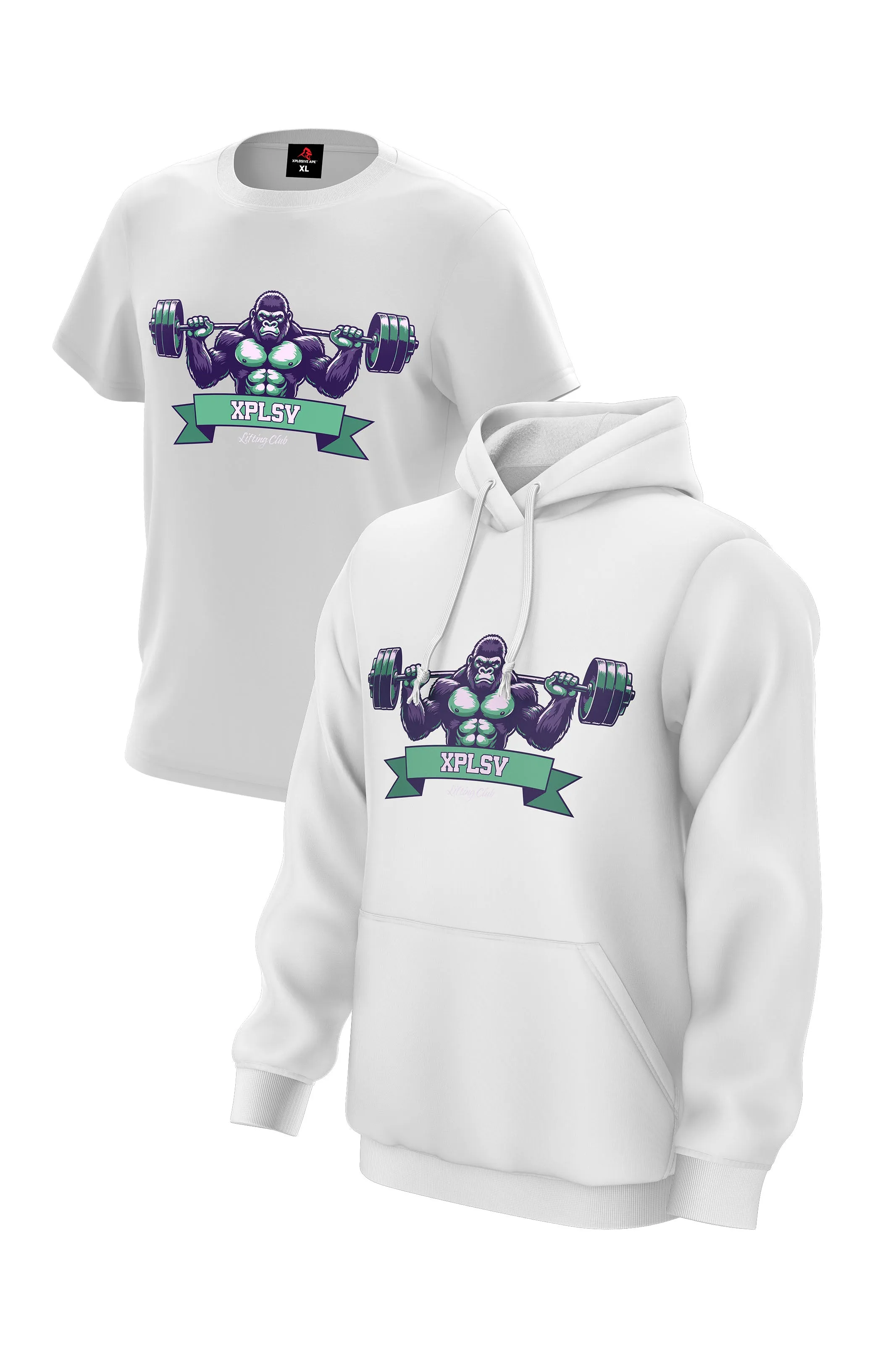 XAPE Lifting Club V3 Hoodie & Tee - White