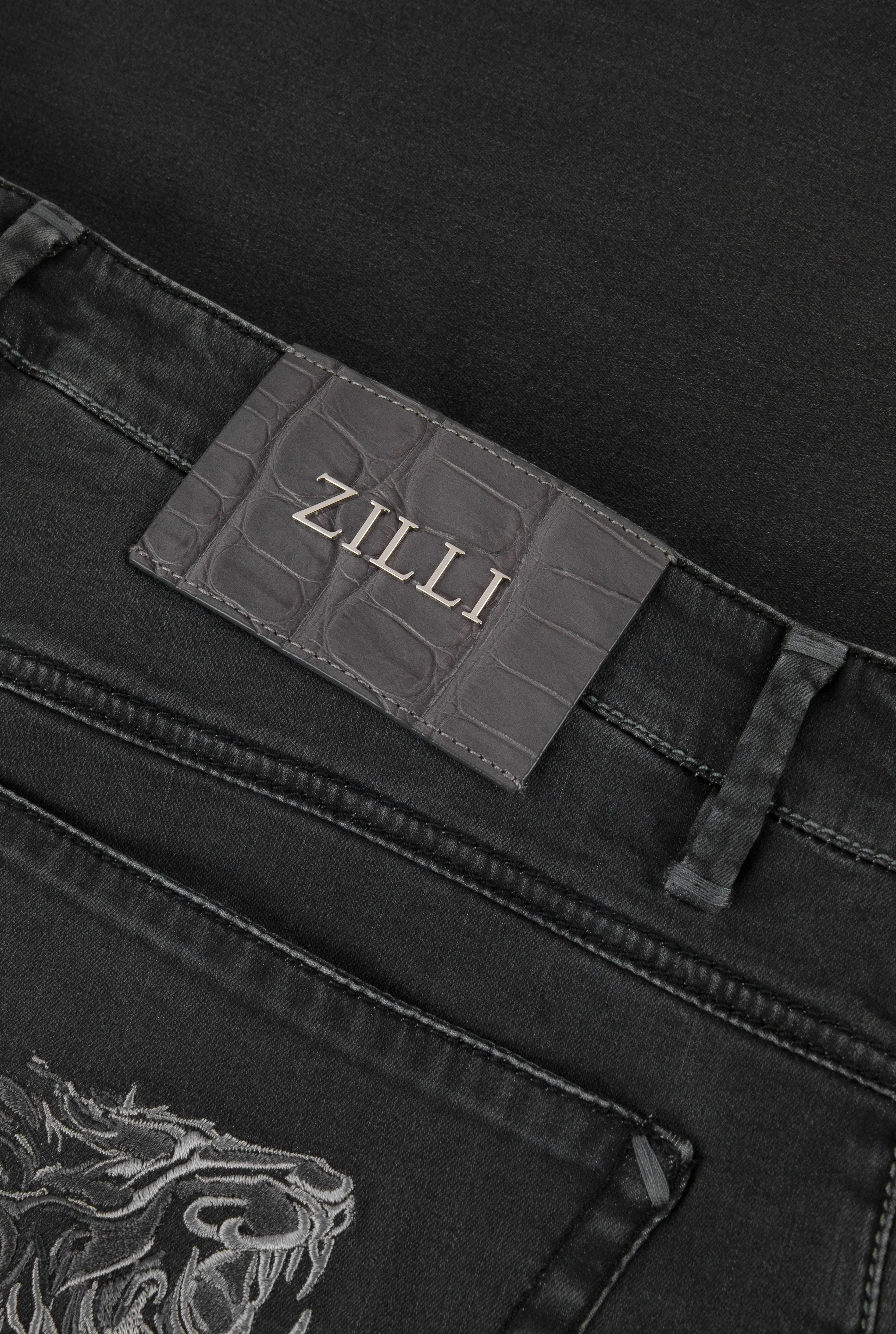 Zilli Slim Fit Jeans with Alligator Skin Patch