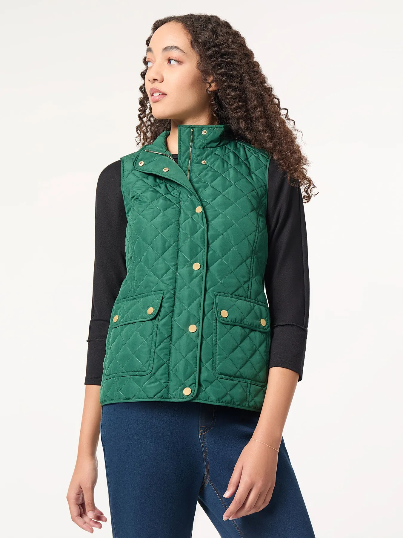 Zip-Front Quilted Vest